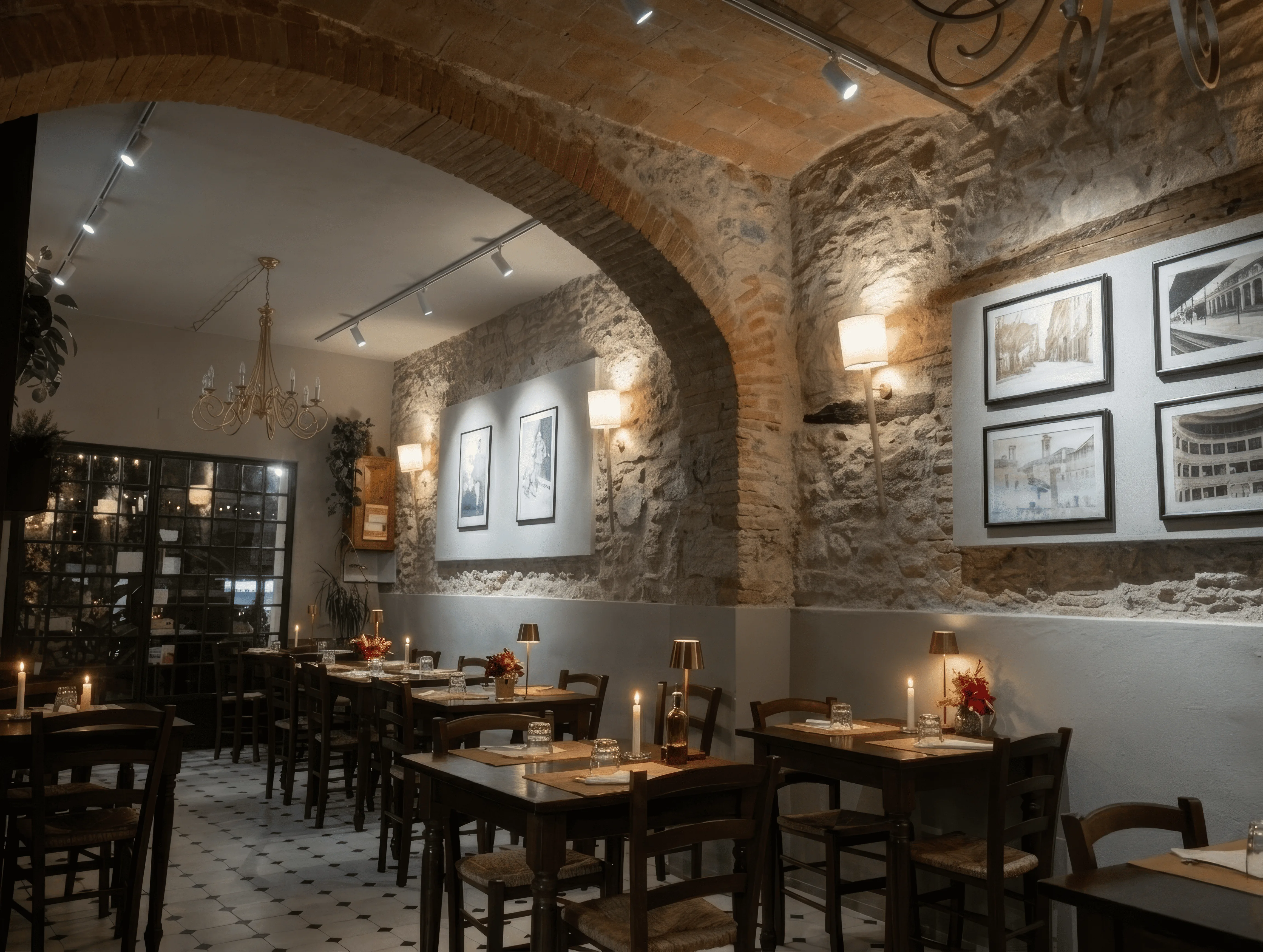 Sala interna della Trattoria Piazza di Gioco a Poggibonsi, cucina toscana tradizionale